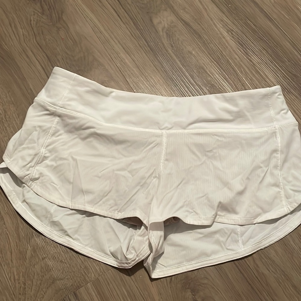 White lululemon speed up shorts